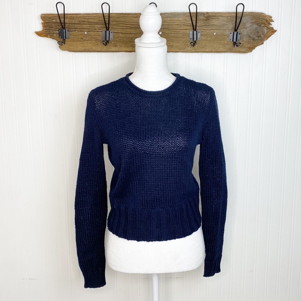 Ralph Lauren Black Label Sweater Cotton Crewneck Navy Blue